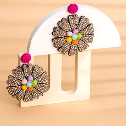 Yellow Chimes Multicoloured Contemporary Drop Earrings-picture-44