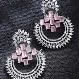 ZENEME Rhodium Plated Circular Chandbalis Earrings-picture-40