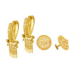 Vighnaharta Set Of 2 Gold-Plated Floral Studs Earrings-picture-25