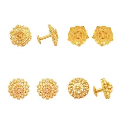Vighnaharta Set of 4 Gold Plated Studs Earrings-picture-32