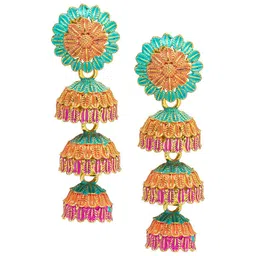 Shining Jewel - By Shivansh Gold Plated Dome Shaped Drop Earrings-picture-17