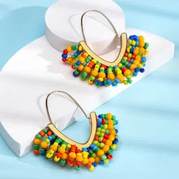 Yellow Chimes Multicoloured Contemporary Hoop Earrings-picture-36