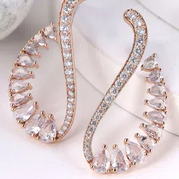 KARATCART Rose Gold-Plated Cubic Zirconia Contemporary Drop Earrings-picture-33