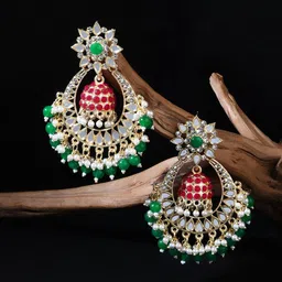 Fida Gold Plated Crescent Shaped Chandbalis Earrings-image-94