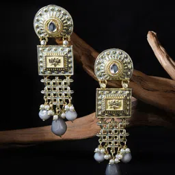 Fida Gold Plated Contemporary Drop Earrings-picture-15