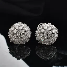 Shoshaa Silver Plated CZ Studded Circular Studs Earrings-picture-23