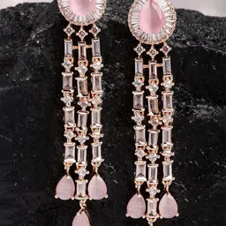 KARATCART Rose Gold & Peach-Coloured Classic Drop Earrings-picture-20