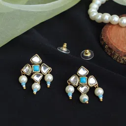 BeAbhika Kundan-Studded Contemporary Drop Earrings-picture-24