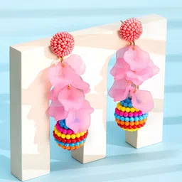 Yellow Chimes Multicoloured Contemporary Drop Earrings-picture-32