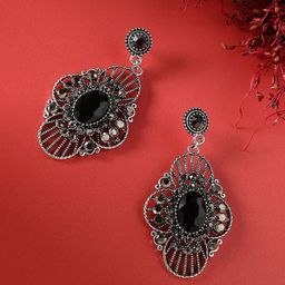 SOHI Silver-Plated Contemporary Drop Earrings-picture-29