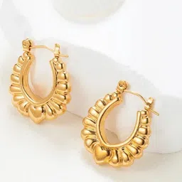 PUTSTYLE Gold-Plated Classic Heart Motif Stainless Steel Hoop Earrings-picture-17