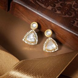 TEEJH Classic Artificial Stones Studded Drop Earrings-picture-20