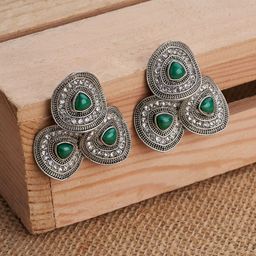 TEEJH Daya Silver-Plated Contemporary Oxidised Studs-picture-44