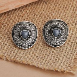 TEEJH Bavinh Silver-Plated Contemporary Oxidised Studs-picture-27