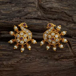 Kushal's Fashion Jewellery Gold-Plated Peacock Shaped Studs Earrings-picture-30