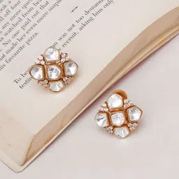 Ruby Raang Gold-Plated Kundan Classic Studs Earrings image 1