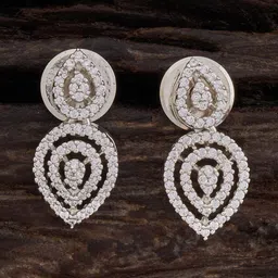 Kushal's Fashion Jewellery Rhodium-Plated Cubic Zirconia Drop Earrings-picture-38