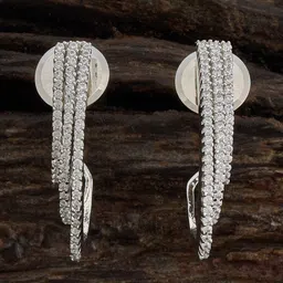 Kushal's Fashion Jewellery Rhodium Plated CZ Studded Classic Drop Earrings-picture-24