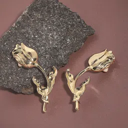 SOHI Gold-Plated Floral Ear Cuff Earrings-picture-24