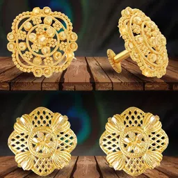 Vighnaharta Set of 2 Gold-Plated Floral Studs Earrings-picture-38
