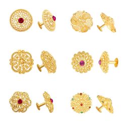 Vighnaharta Set Of 6 Gold Plated Floral Studs Earrings-picture-49