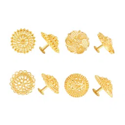 Vighnaharta Set Of 4 Gold Plated Floral Studs Earrings-picture-28