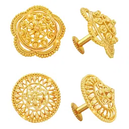 Vighnaharta Set Of 2 Gold-Plated Floral Studs Earrings-picture-36