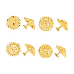 Vighnaharta Set Of 4 Gold Plated Stone Studded Drop Earrings-picture-27
