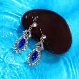 SOHI Silver Plated Designer Stone Party Drop Earrings-picture-40