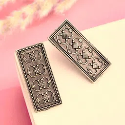 ATIBELLE German Silver Silver-Plated Geometric Shaped Drop Earrings-picture-36