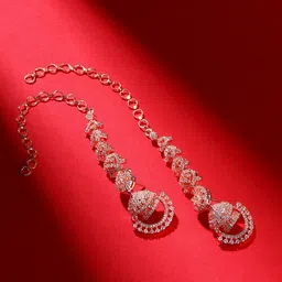 Priyaasi Rose Gold-Plated American Diamond Studded Jhumkas-picture-24