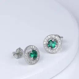 GIVA 925 Silver Forest Green Shining Halo Studs-picture-39