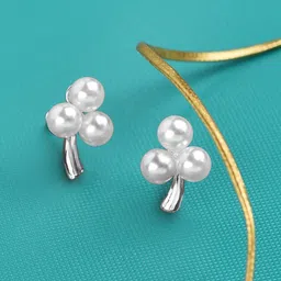 AMI Silver-Toned Contemporary Studs Earrings image 1