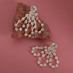 SOHI Gold Plated Stone Studded Drop Earrings-image-37