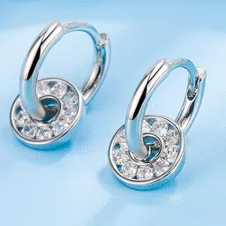 MYKI Silver-Plated CZ Studded Contemporary Hoop Earrings-picture-19