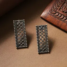 SOHI Silver-Toned Contemporary Studs Earrings-picture-35