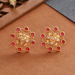 Voylla Gold-Plated Contemporary Studs Earrings-picture-0
