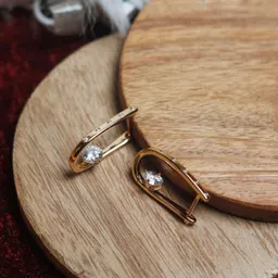 Maansh Gold-Plated Contemporary Stone Studded Hoop Earrings-picture-39