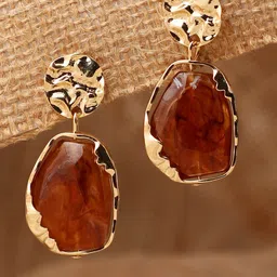 SOHI Gold-Plated Contemporary Drop Earrings image 4