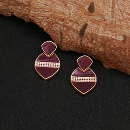 Mali Fionna Mother of Pearl Studded Contemporary Drop Earrings-image-28