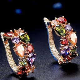 DressBerry Gold-Toned & Peach Gold-Plated Contemporary Hoop Earrings-picture-14