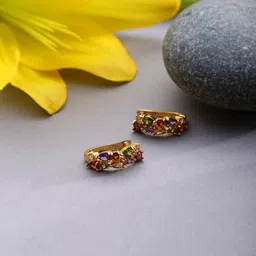 Jewels Galaxy Rose Gold-Plated Red & Green Contemporary Hoop Earrings-image-58