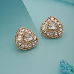 Saraf RS Jewellery Gold-Plated Triangular Studs Earrings-picture-52