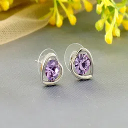 UNIVERSITY TRENDZ Silver-Plated Crystal Studded Classic Studs Earrings-picture-35