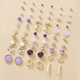 Jewels Galaxy Set of 30 Gold Plated Crystals Studs Earrings-image-6