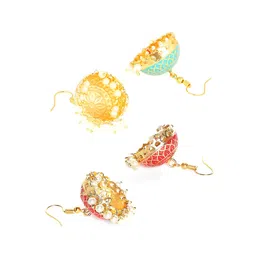 OOMPH Set of 2 Meenakari Enamel Dome Shaped Jhumkas image 3