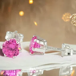 Taraash 925 Sterling Silver Diamond Shaped Studs Earrings-picture-22