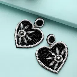 Mali Fionna Beaded Heart Shaped Drop Earrings-picture-16