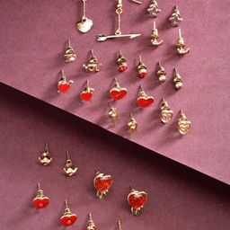 Scintillare By Sukkhi Set Of 14 Gold-Plated Crystals Studded Studs Earrings-picture-33