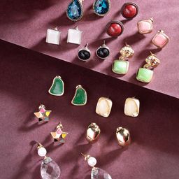 Scintillare By Sukkhi Set Of 11 Gold-Plated Stone Studded Studs Earrings-picture-25